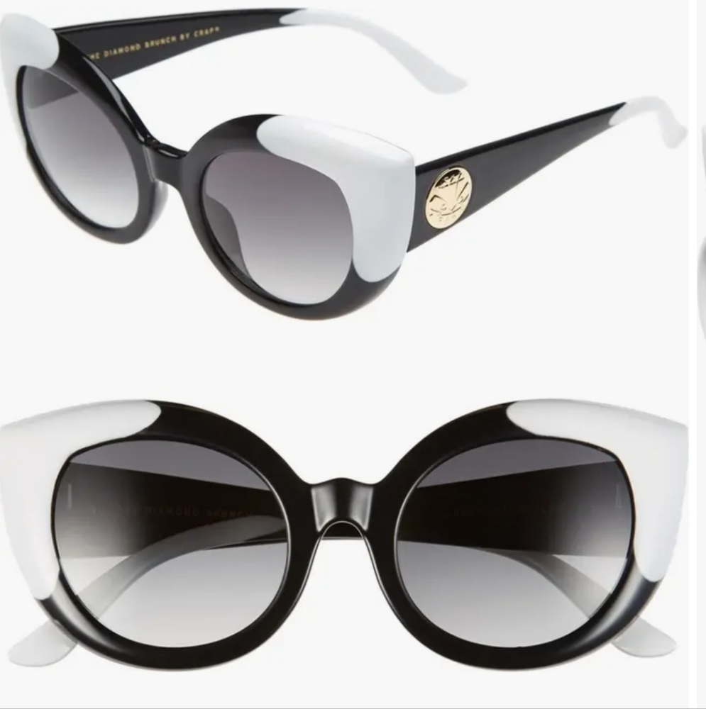 Cat eye sunglasses black and white crap eyewear